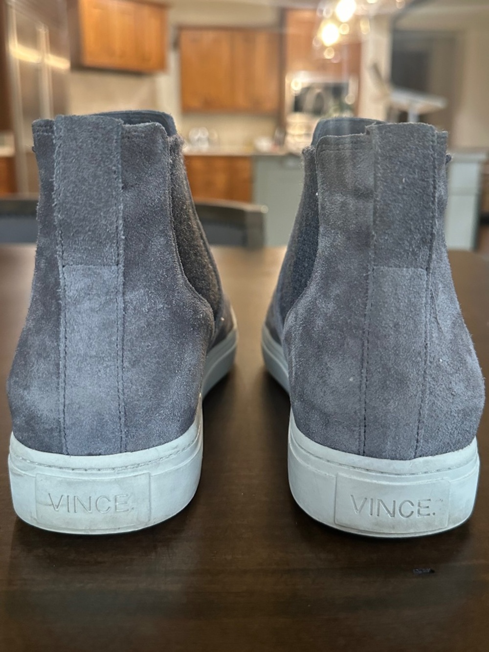 Vince High Top Sneakers Suede Slip On Ankle Boots Shoes Grey Women's Sz 7 / 37.5 - Picture 4 of 11